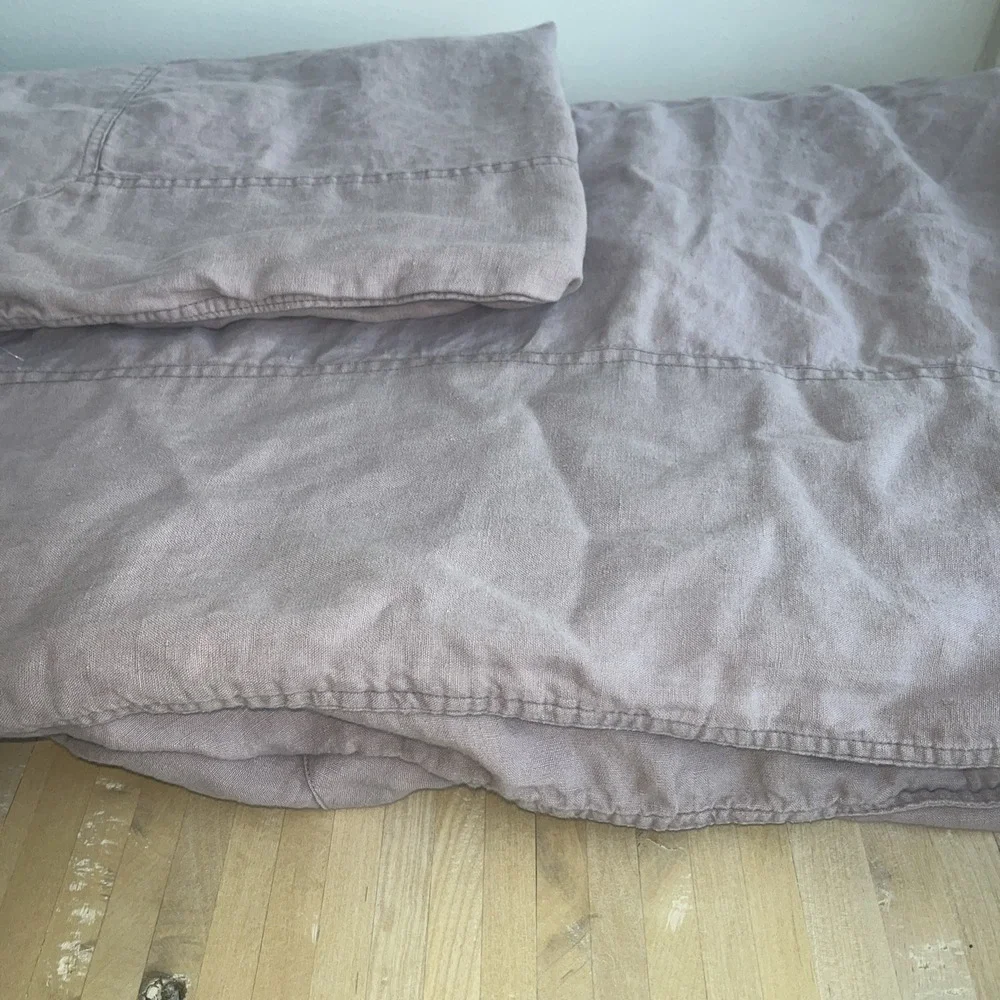 Serena And Lily Twin Size LINEN Duvet Cover And Sham. Dusty Rose, Lilac. Bedding - Picture 3 of 5